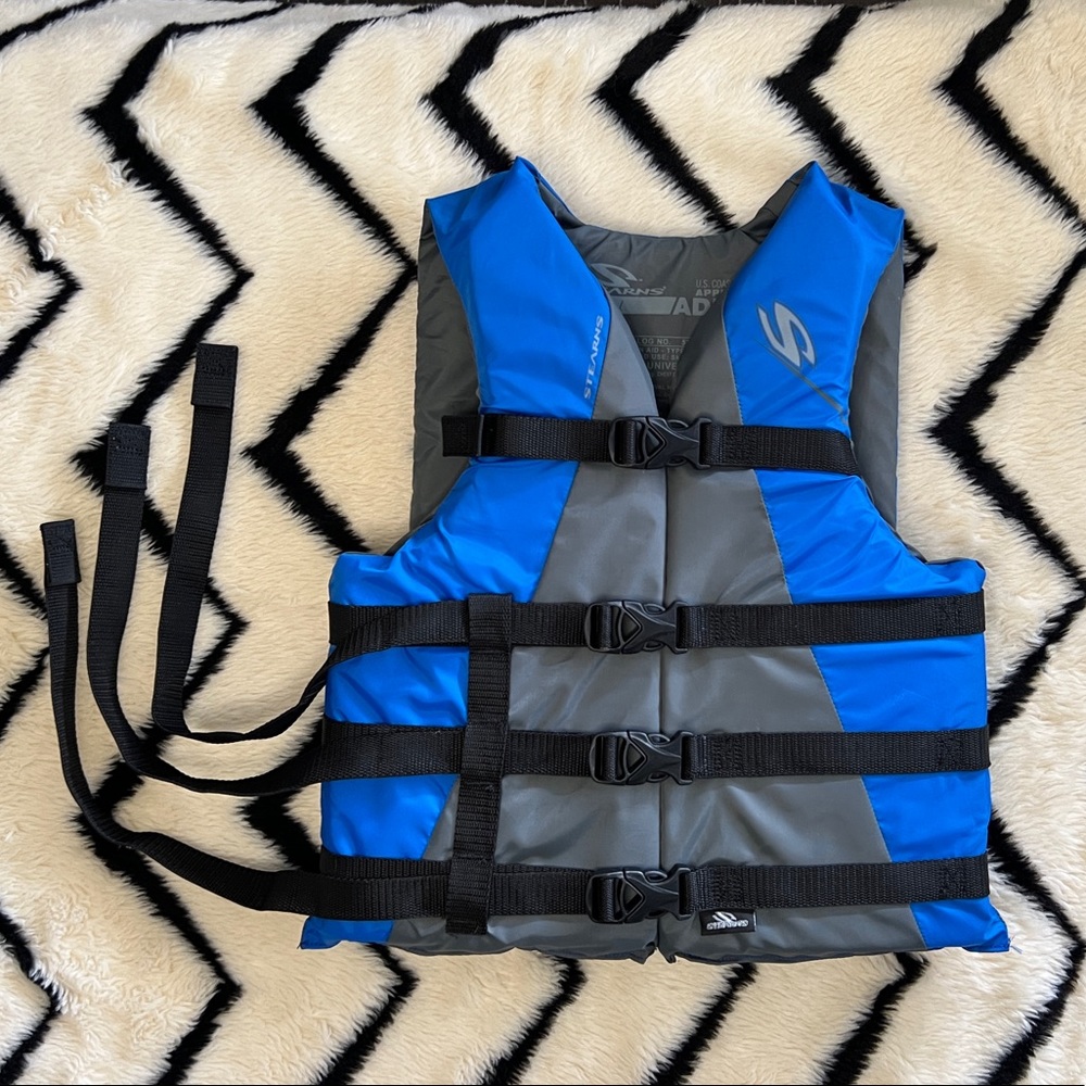 Adult Stearns Boating Life Jacket - blue and grey - EUC - ships fast💨